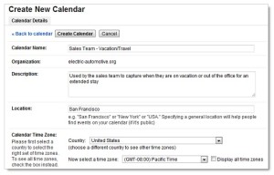 Create New Calendar Screen