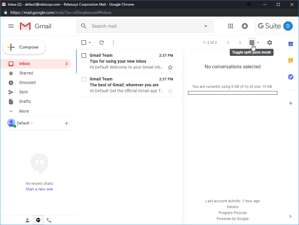Gmail Preview Pane Activated