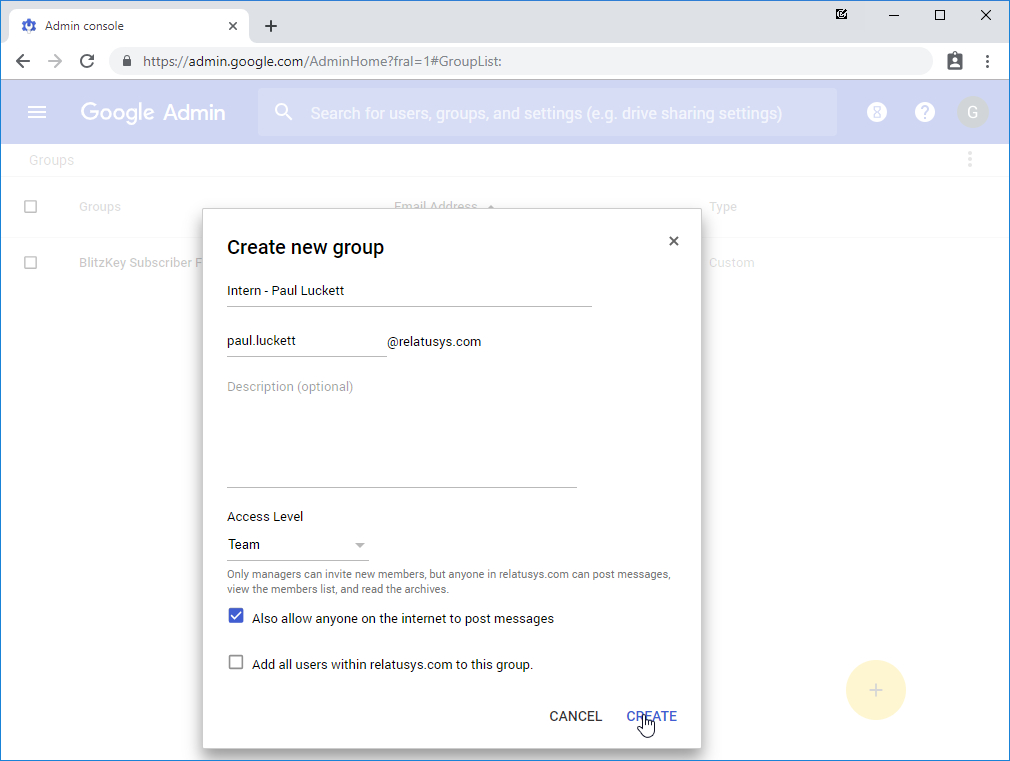 Create Google Group
