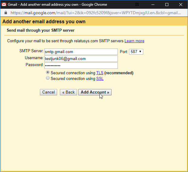 Gmail SMTP Server Details